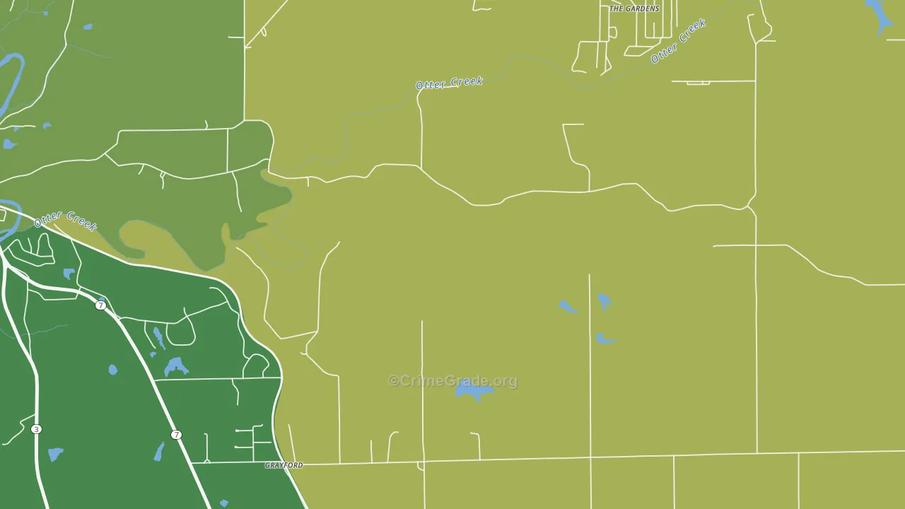 Grayford, IN Map of Vehicle Theft Rates