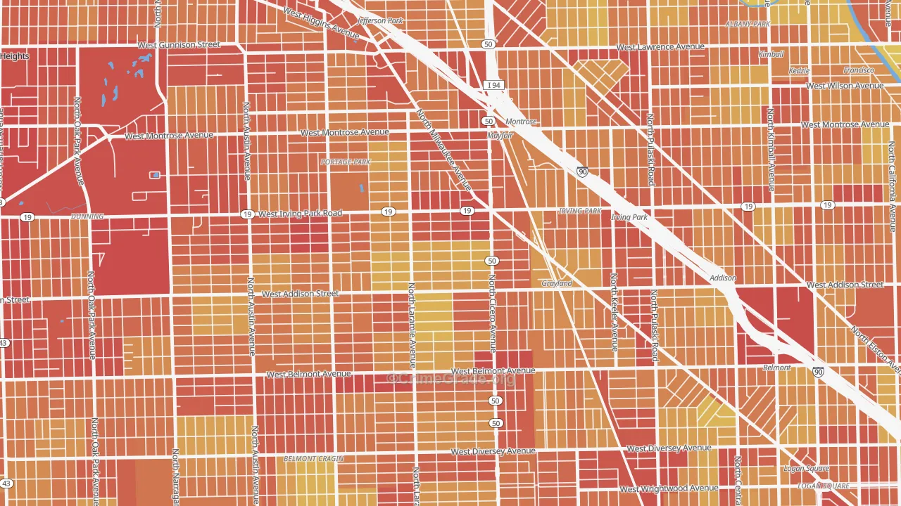 Grayland, Chicago, IL Map of Vehicle Theft Rates