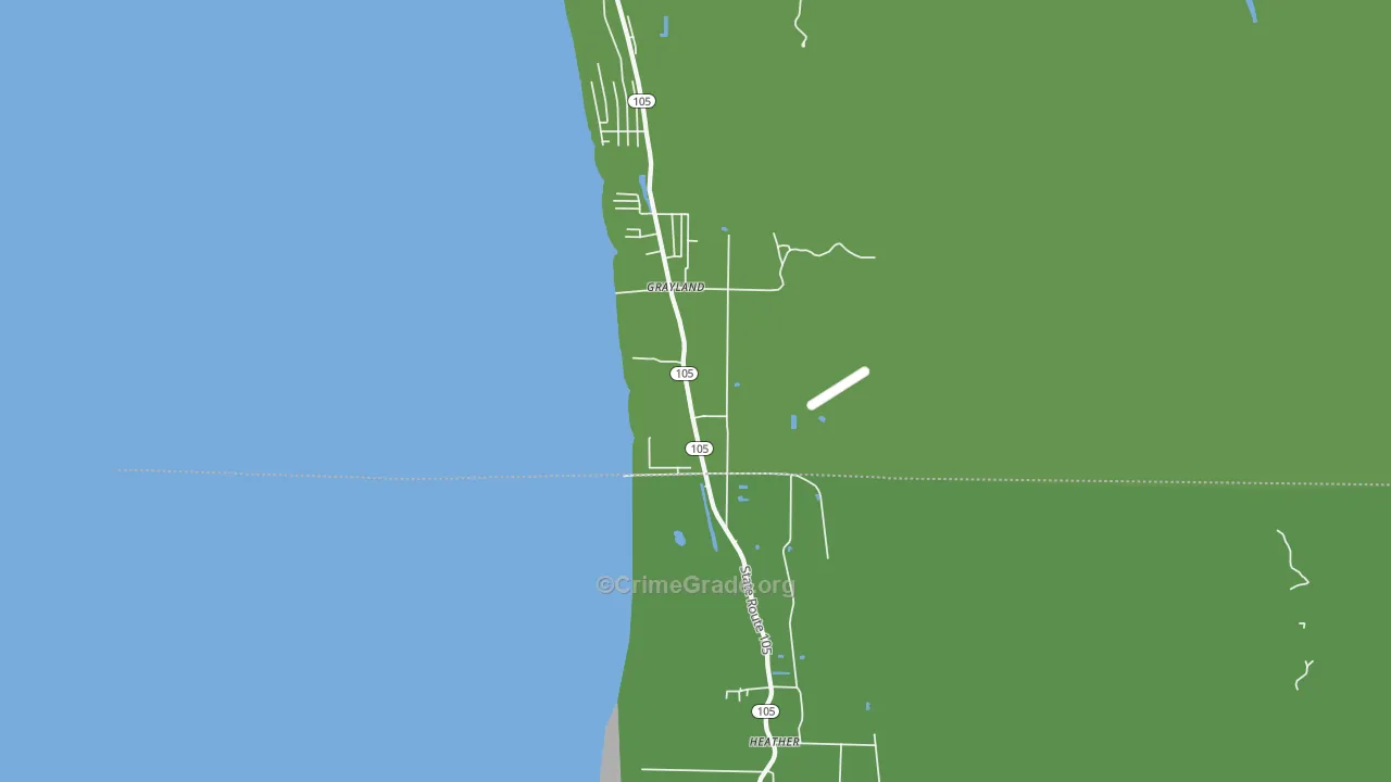 Grayland, WA Map of Vehicle Theft Rates