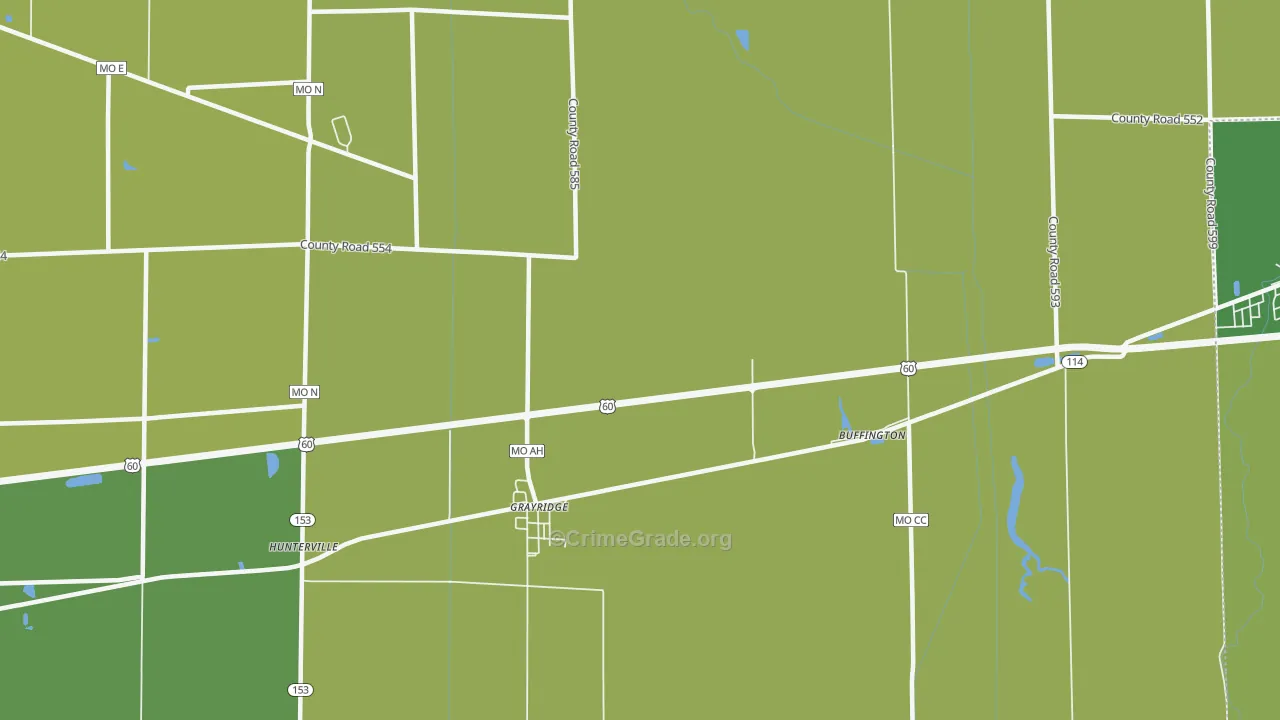 Grayridge, MO Map of Vehicle Theft Rates