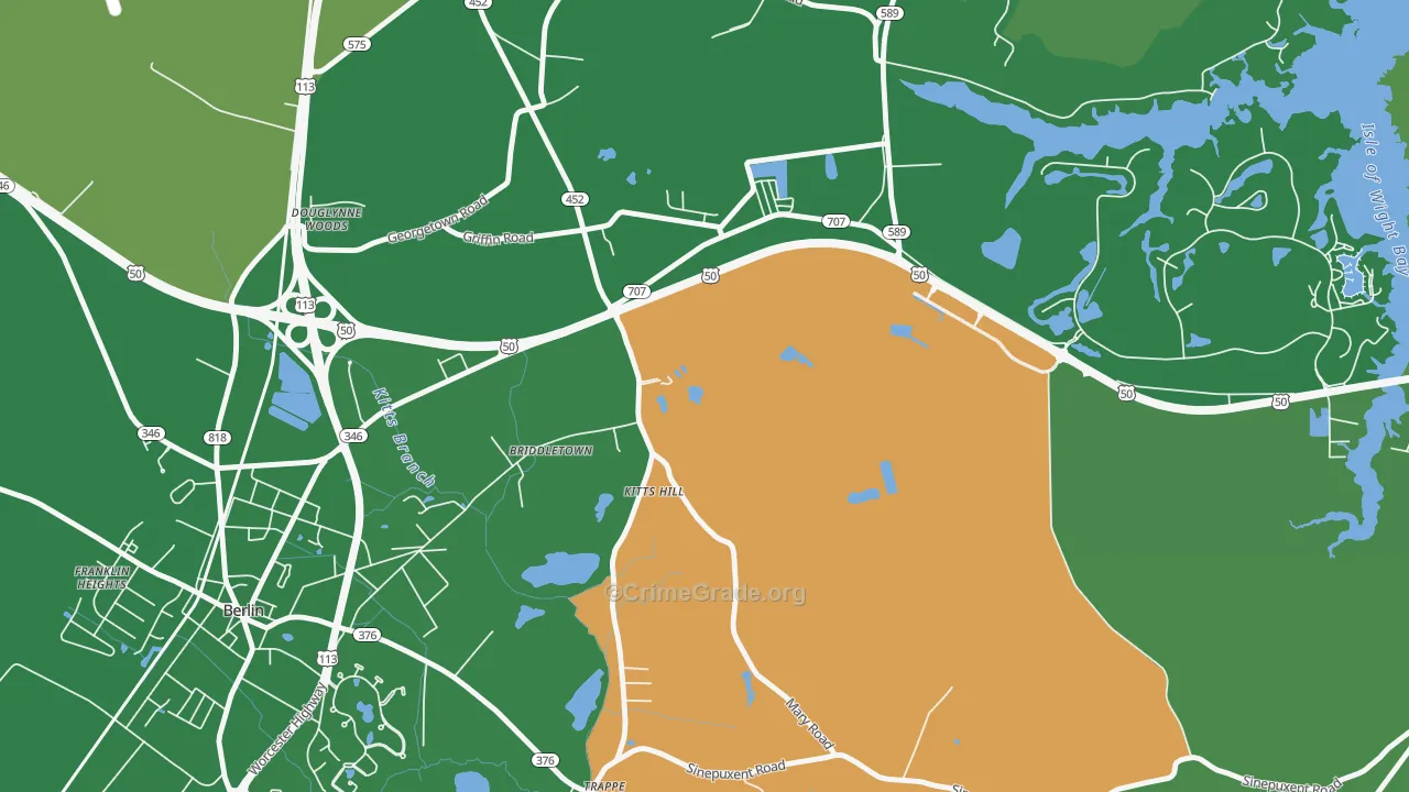 Grays Corner, MD Map of Vehicle Theft Rates