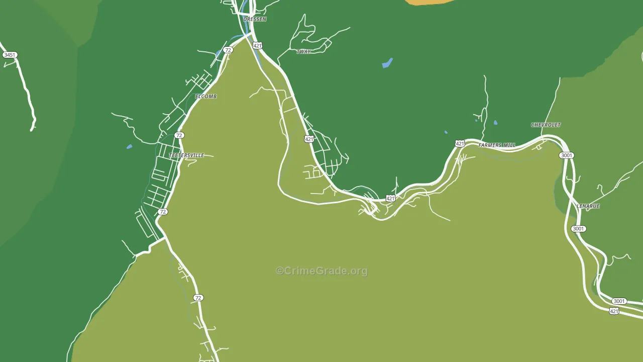 Grays Knob, KY Map of Vehicle Theft Rates