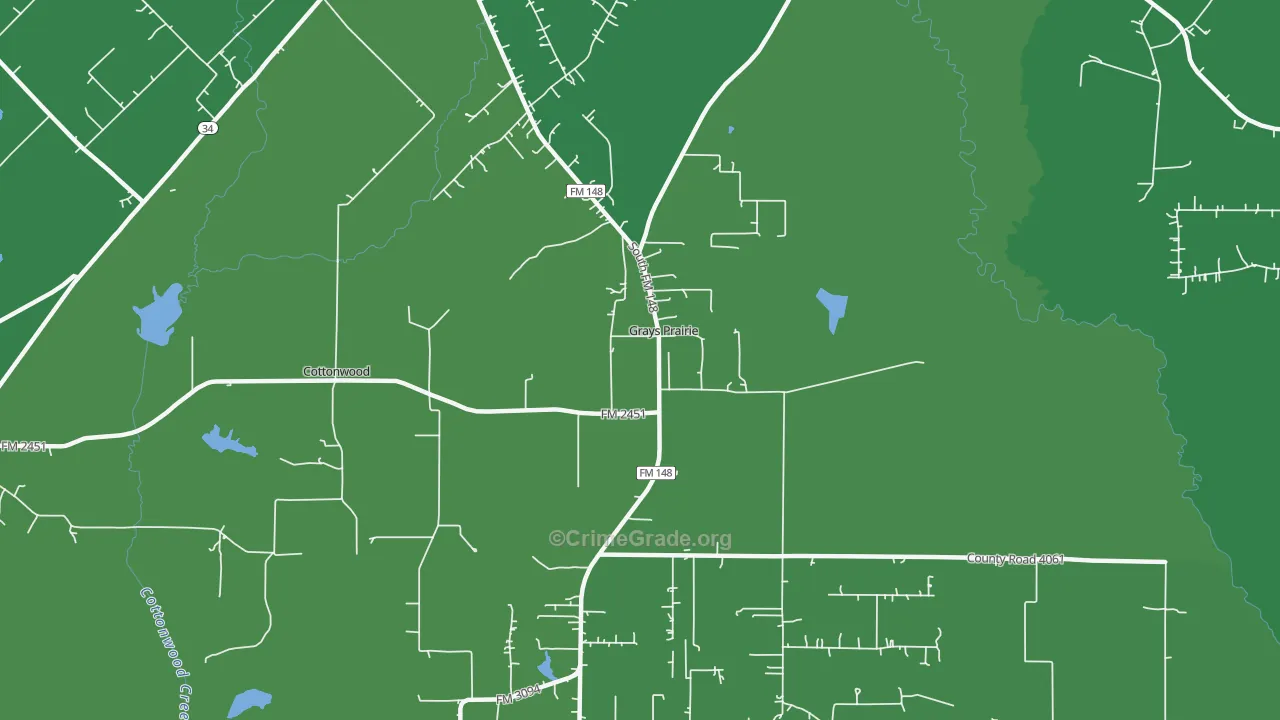 Grays Prairie, TX Map of Vehicle Theft Rates