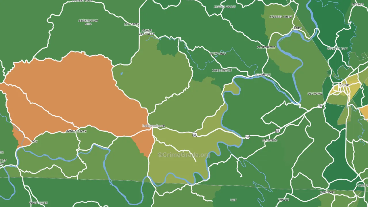 Grayson County, VA Map of Vehicle Theft Rates