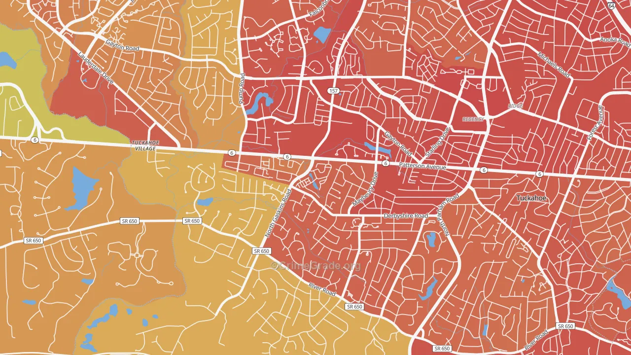 Grayson Hill, Tuckahoe, VA Map of Vehicle Theft Rates