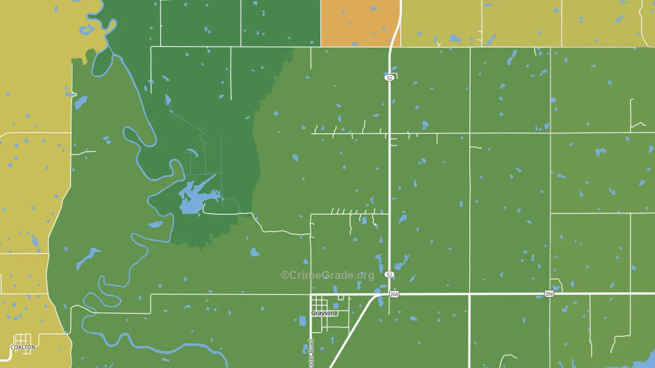 Grayson, OK Map of Vehicle Theft Rates
