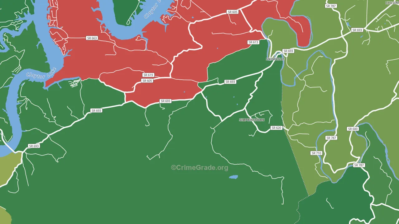 Graysontown, VA Map of Vehicle Theft Rates