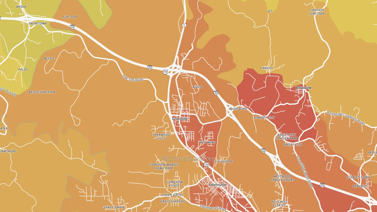 Graysville, AL Map of Vehicle Theft Rates