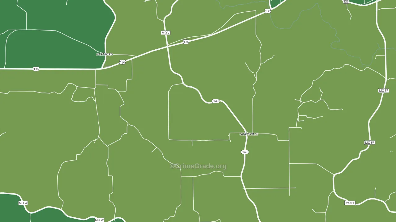 Graysville, MO Map of Vehicle Theft Rates