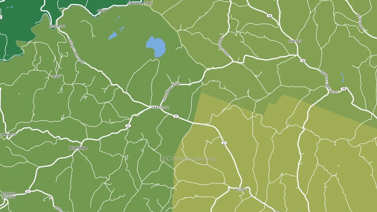 Graysville, PA Map of Vehicle Theft Rates