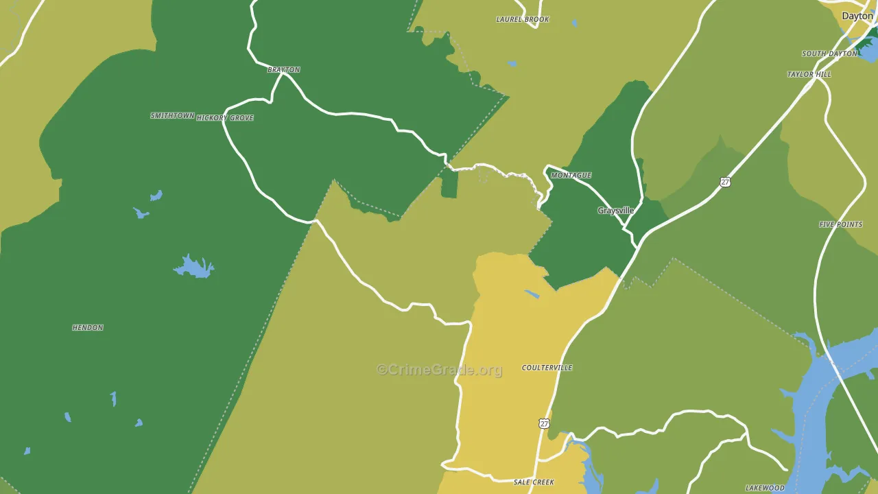 Graysville, TN Map of Vehicle Theft Rates