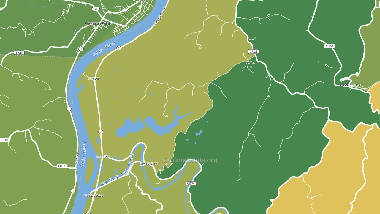Graysville, WV Map of Vehicle Theft Rates
