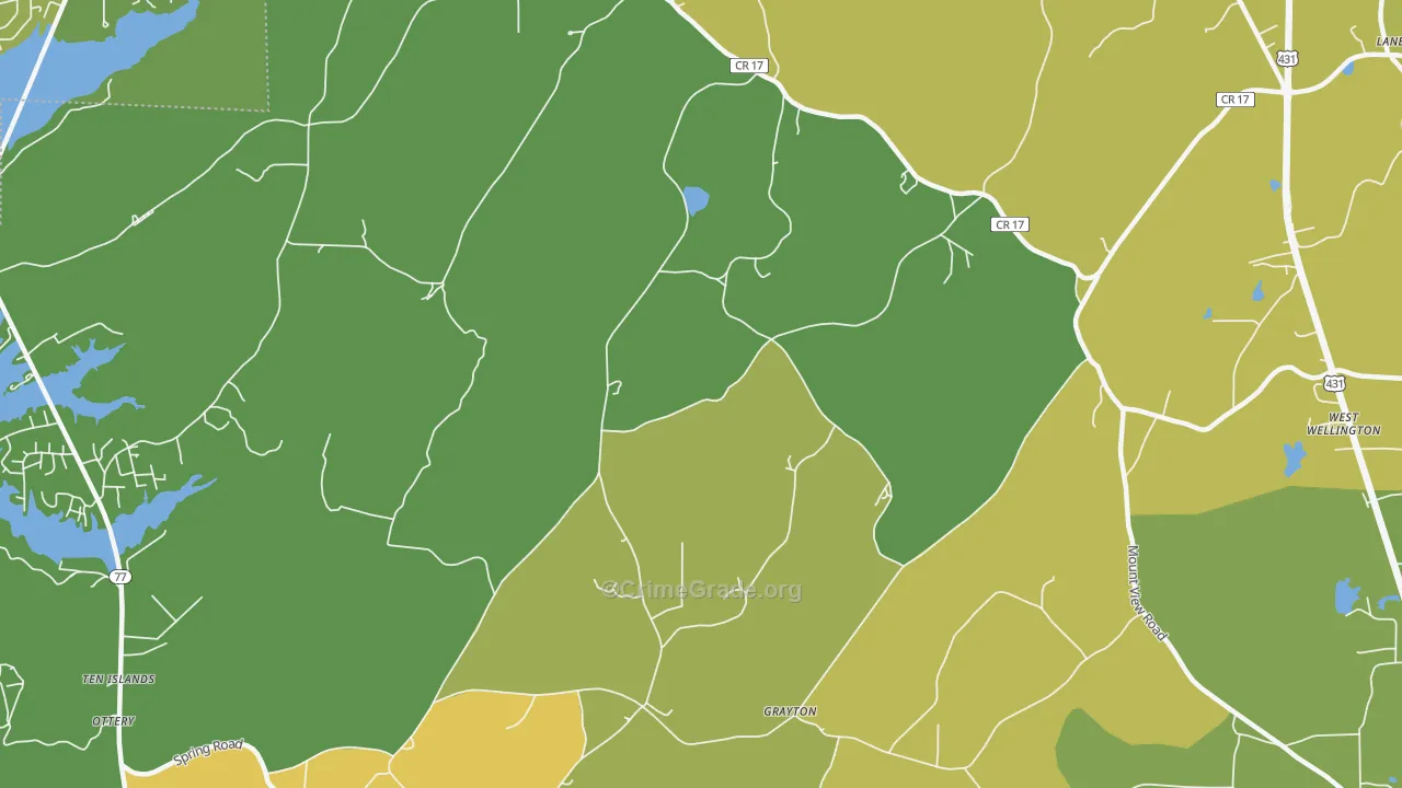 Grayton, AL Map of Vehicle Theft Rates