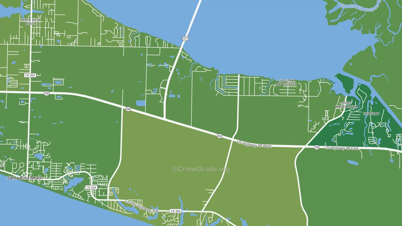 Grayton Beach, FL Map of Vehicle Theft Rates