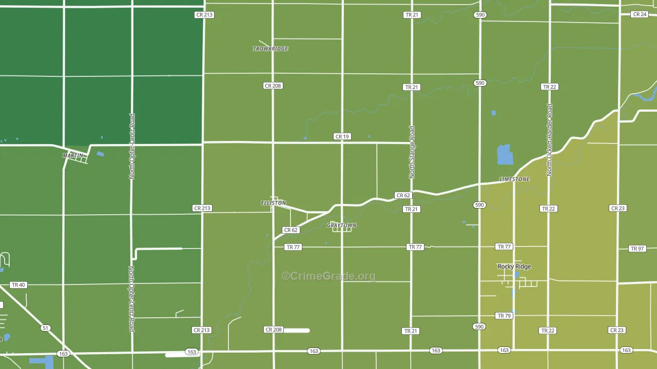 Graytown, OH Map of Vehicle Theft Rates