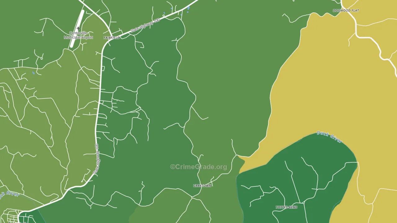 Graytown, TN Map of Vehicle Theft Rates
