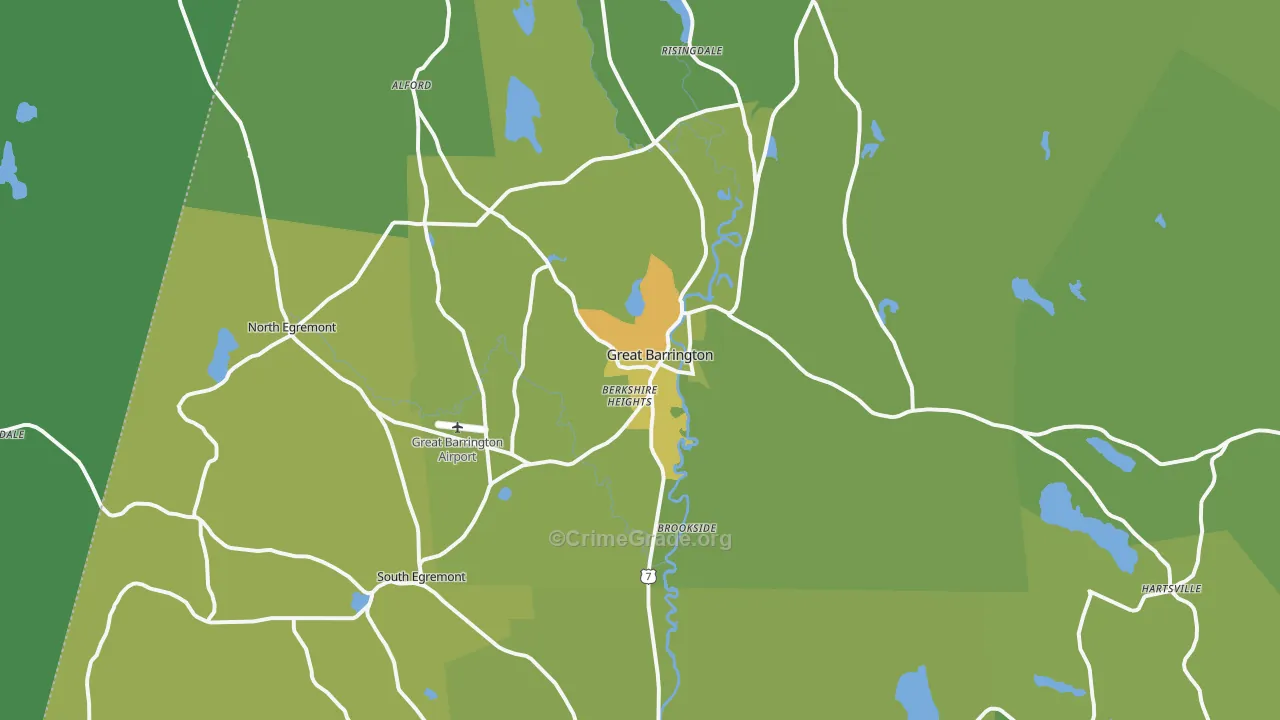 Great Barrington, MA Map of Vehicle Theft Rates