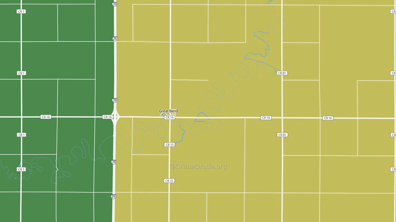 Great Bend, ND Map of Vehicle Theft Rates
