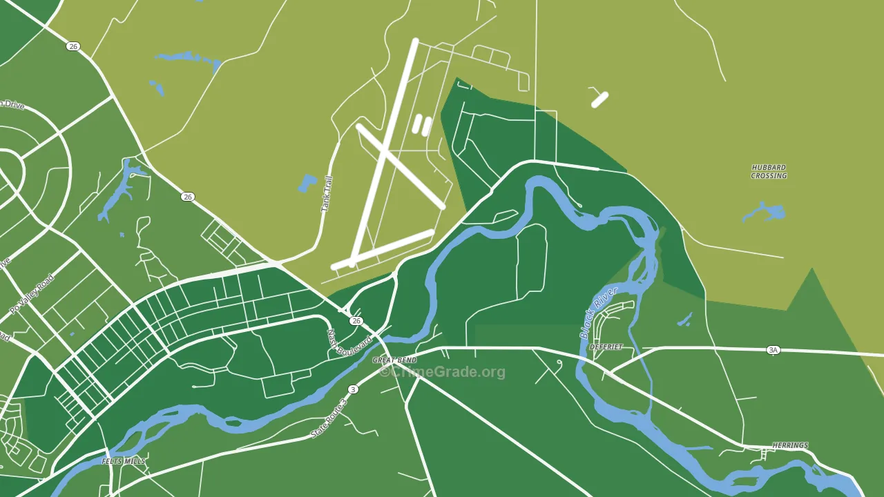 Great Bend, NY Map of Vehicle Theft Rates