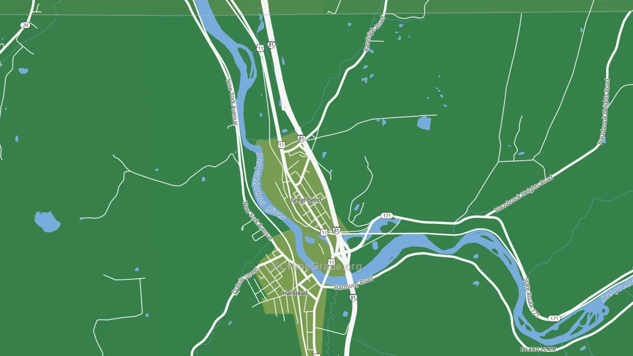 Great Bend, PA Map of Vehicle Theft Rates