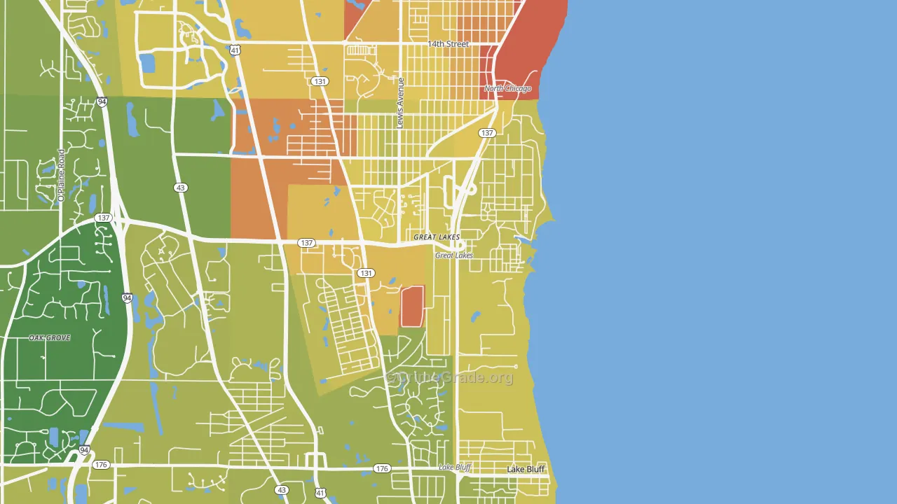 Great Lakes, IL Map of Vehicle Theft Rates