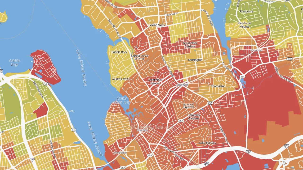 Great Neck Estates, NY Map of Vehicle Theft Rates