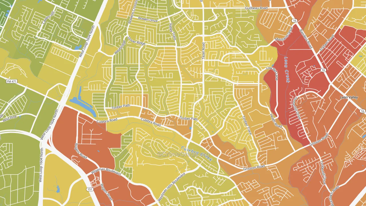 Great Northwest, San Antonio, TX Map of Vehicle Theft Rates