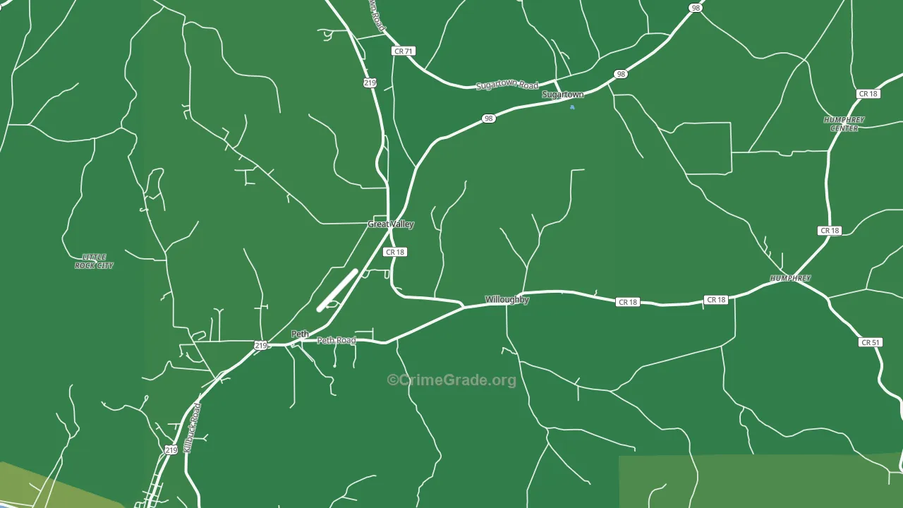 Great Valley, NY Map of Vehicle Theft Rates