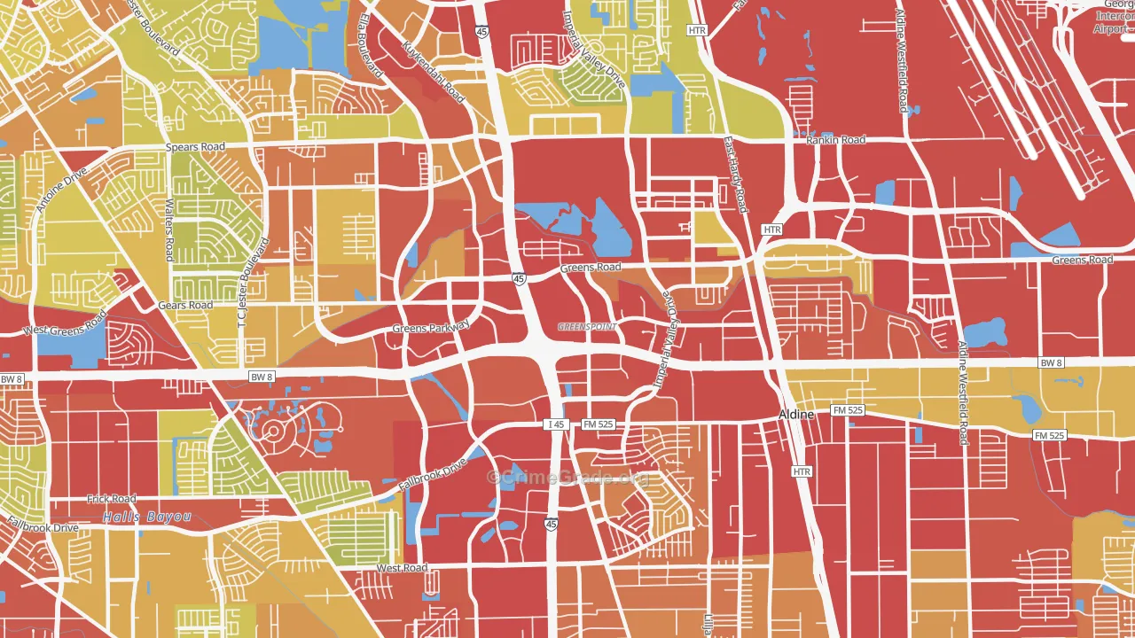Greater Greenspoint, Houston, TX Map of Vehicle Theft Rates