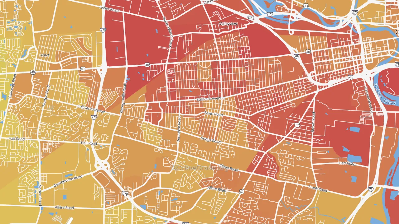 Greater Hilltop, Columbus, OH Map of Vehicle Theft Rates
