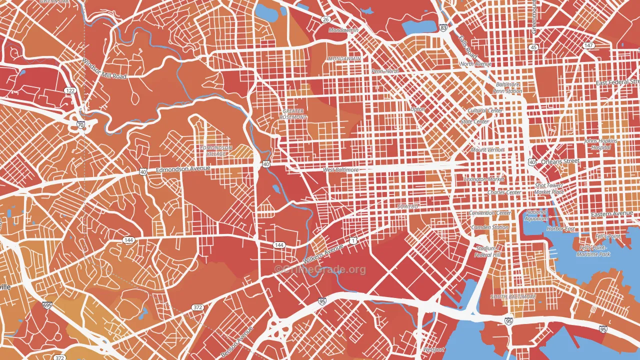 Greater Rosemont, Baltimore, MD Map of Vehicle Theft Rates