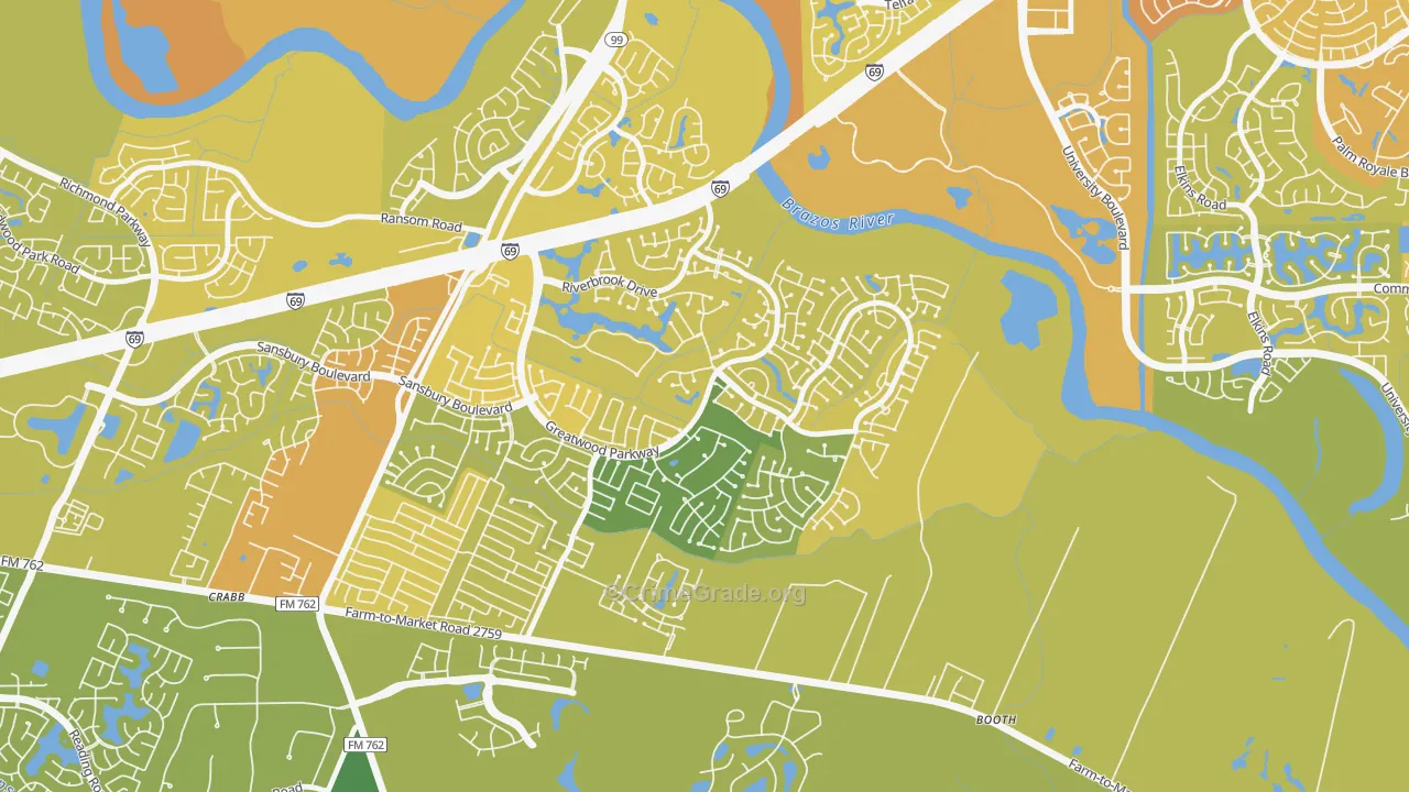 Greatwood, TX Map of Vehicle Theft Rates