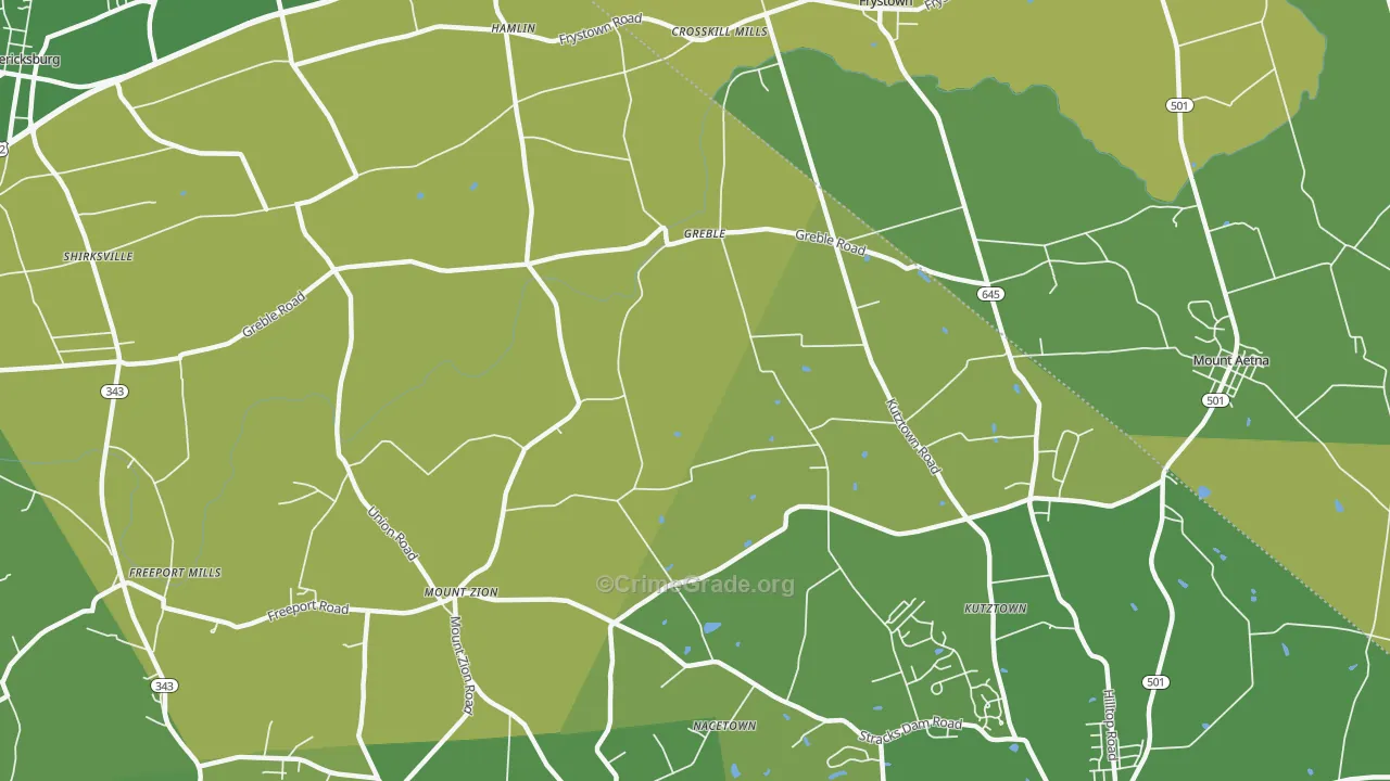 Greble, PA Map of Vehicle Theft Rates