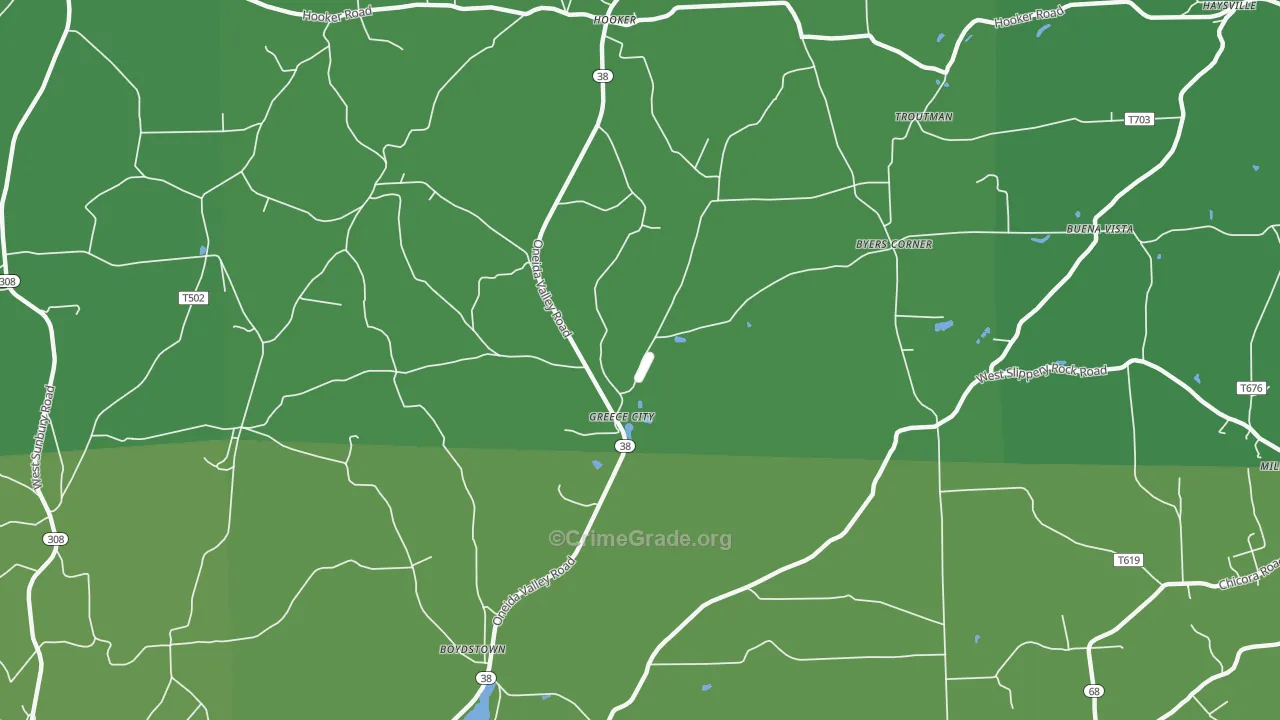 Greece City, PA Map of Vehicle Theft Rates