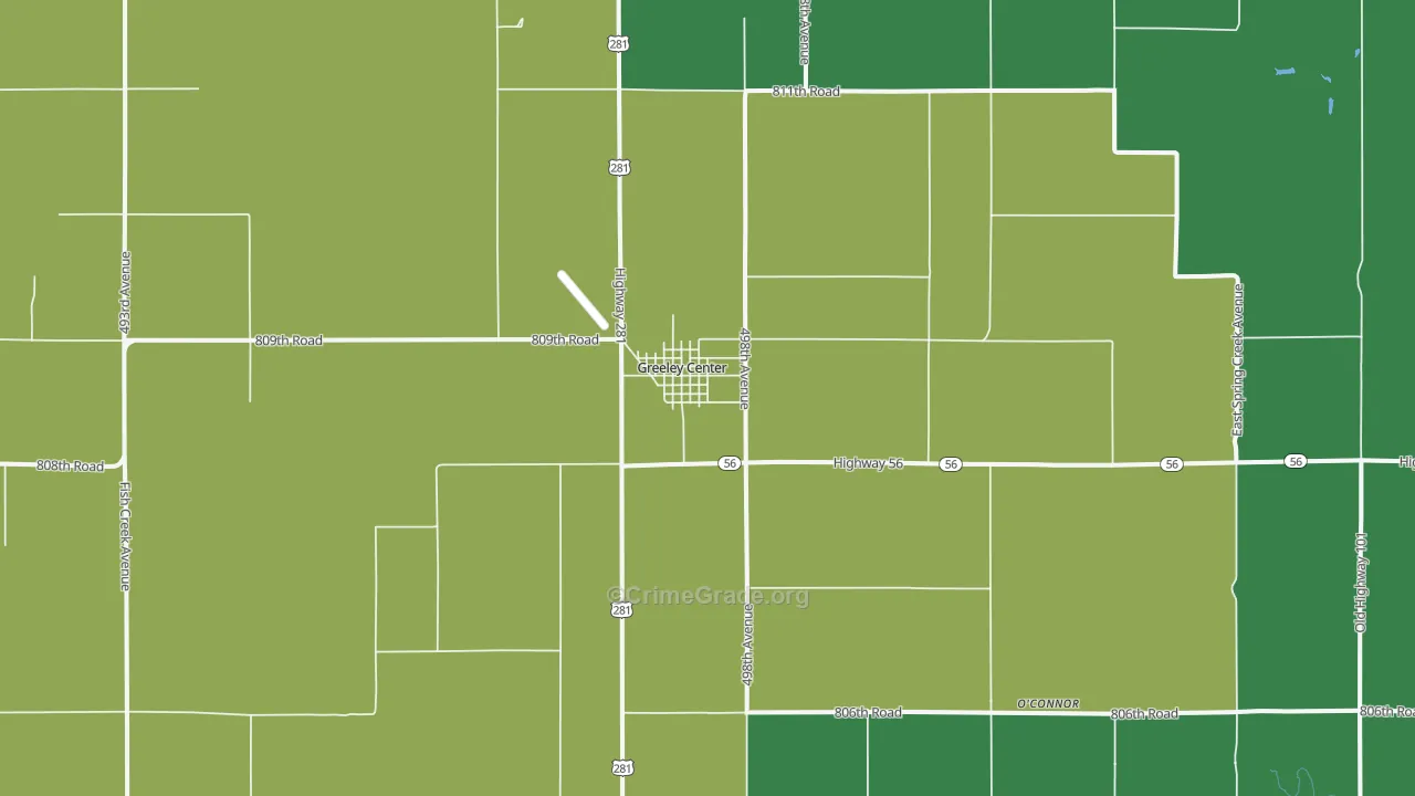 Greeley Center, NE Map of Vehicle Theft Rates