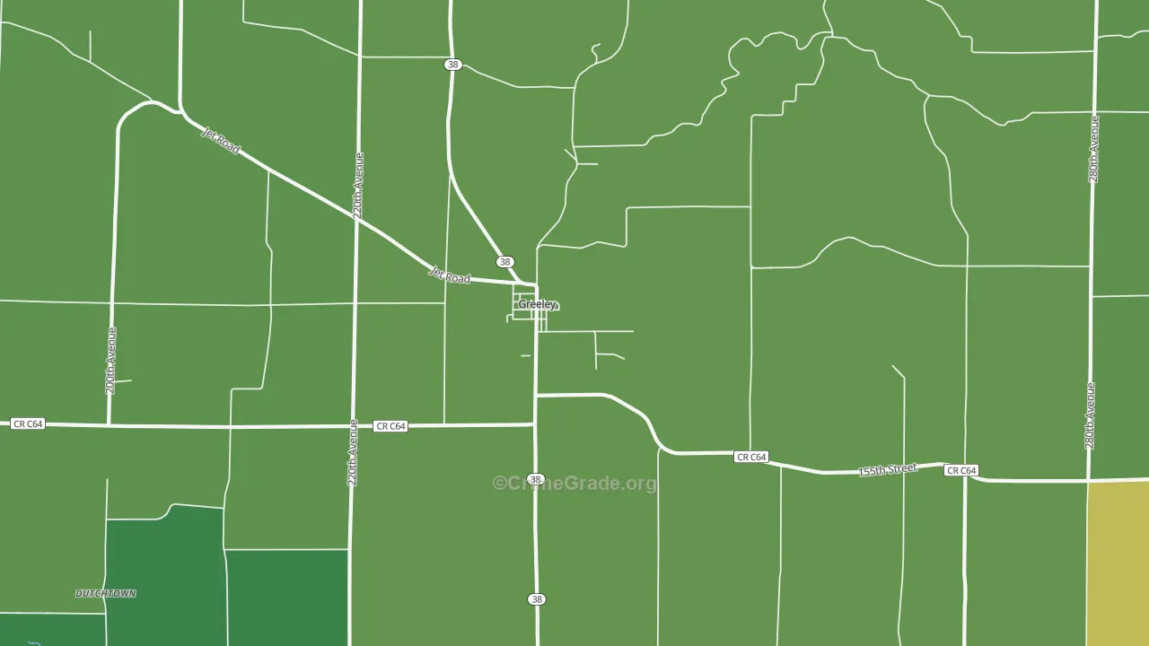 Greeley, IA Map of Vehicle Theft Rates
