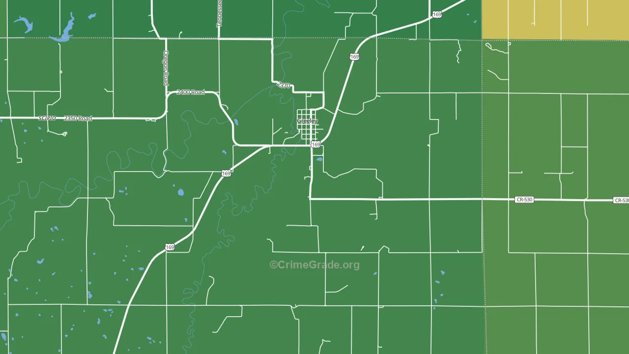 Greeley, KS Map of Vehicle Theft Rates