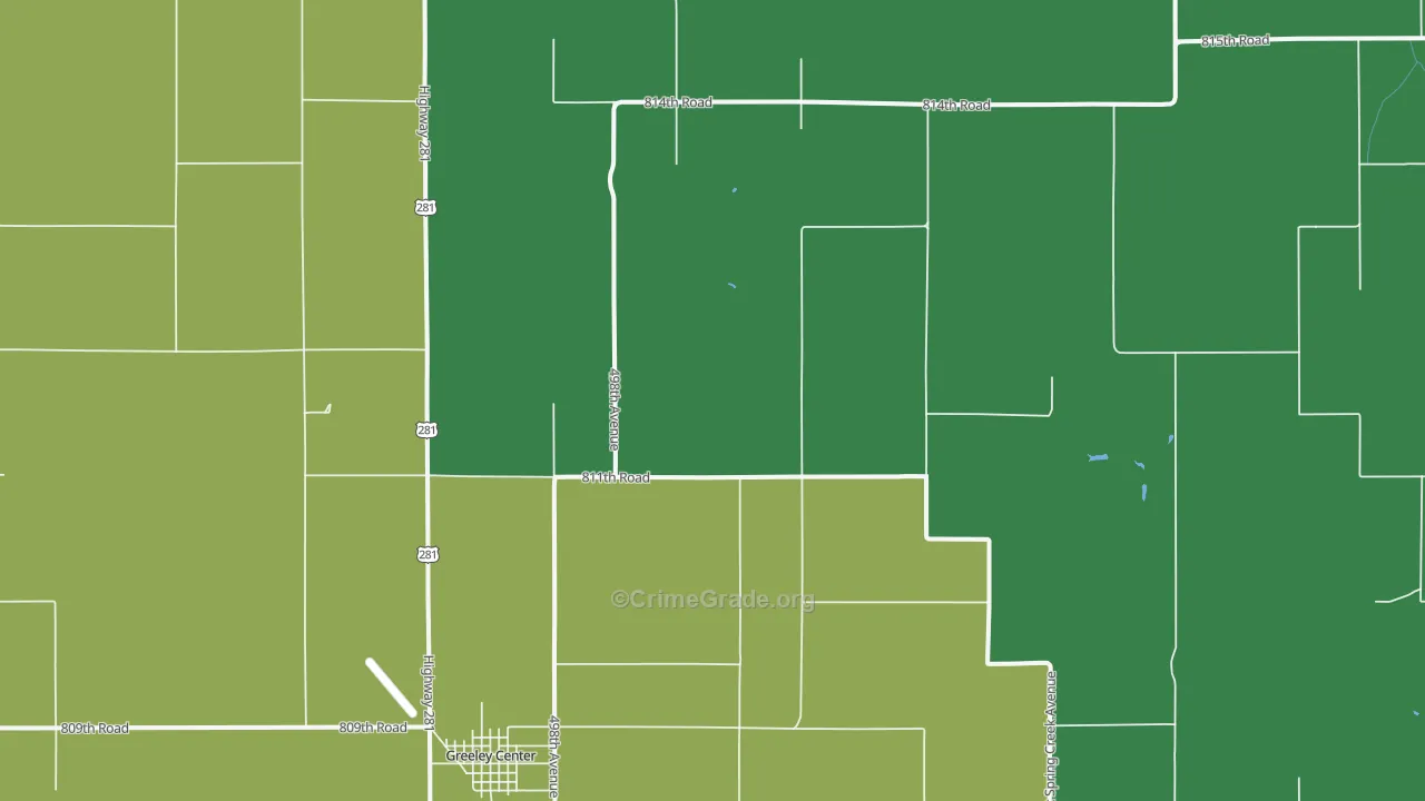 Greeley, NE Map of Vehicle Theft Rates
