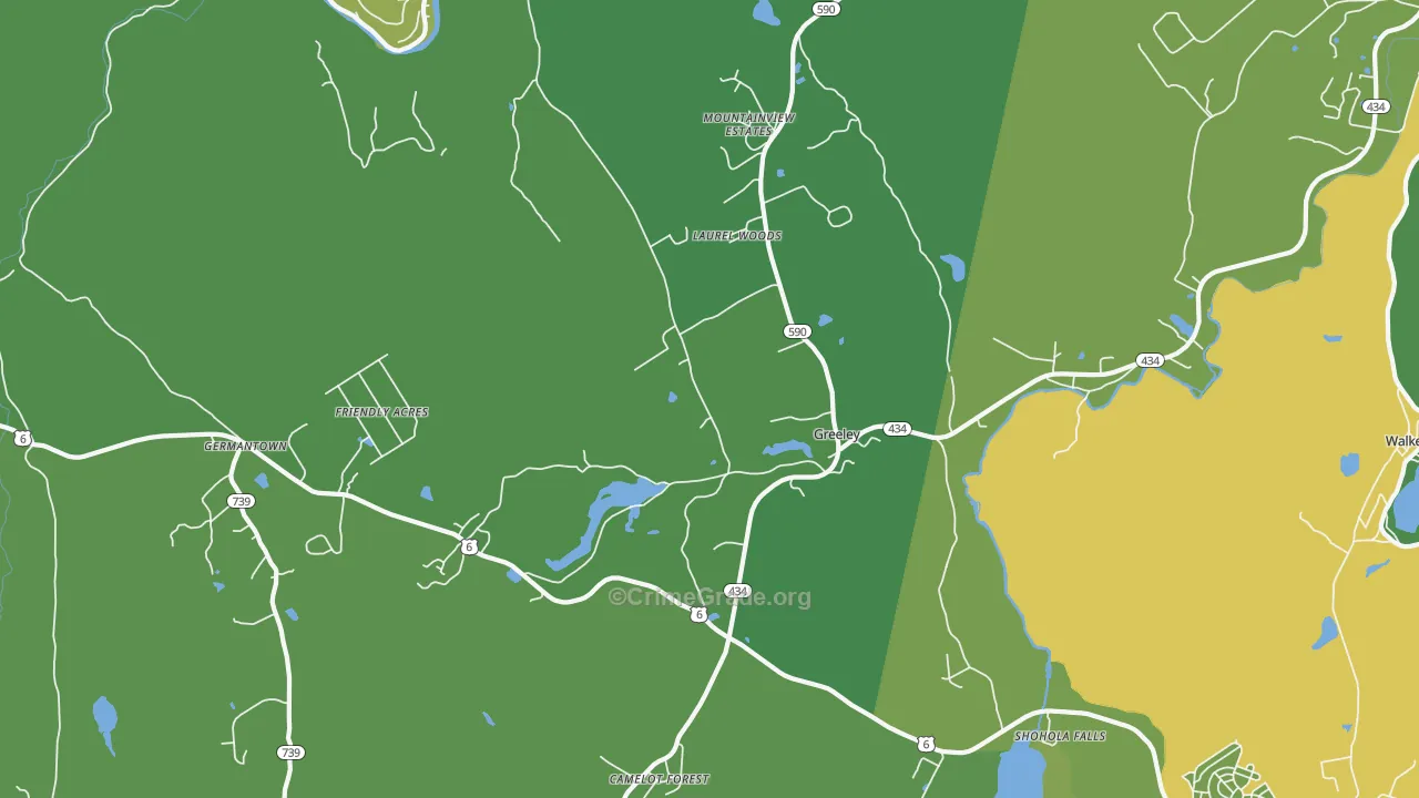 Greeley, PA Map of Vehicle Theft Rates