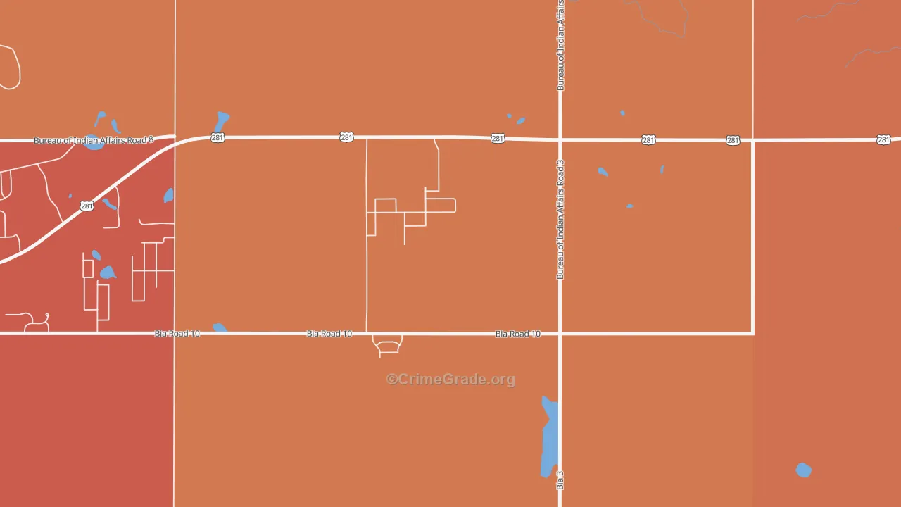 Green Acres, ND Map of Vehicle Theft Rates