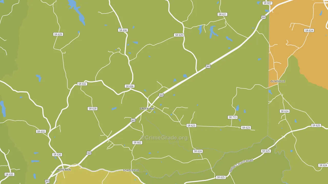 Green Bay, VA Map of Vehicle Theft Rates