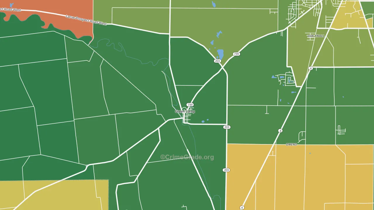 Green Camp, OH Map of Vehicle Theft Rates