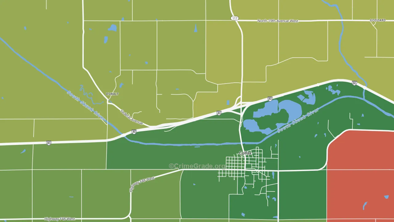 Green Castle, IA Map of Vehicle Theft Rates