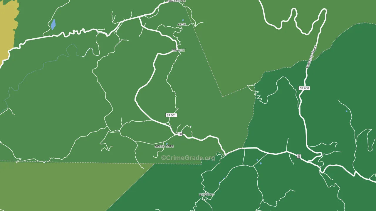 Green Cove, VA Map of Vehicle Theft Rates
