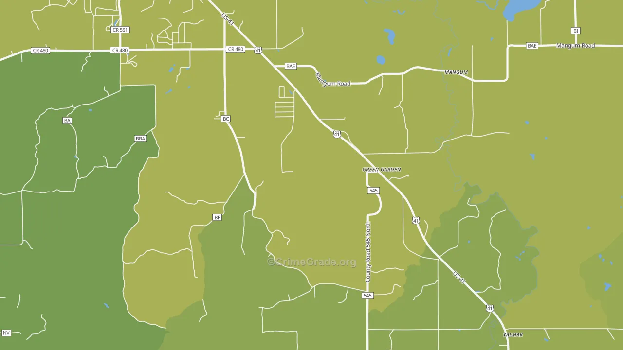 Green Garden, MI Map of Vehicle Theft Rates