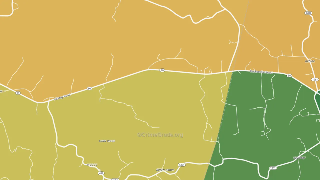 Green Grove, KY Map of Vehicle Theft Rates