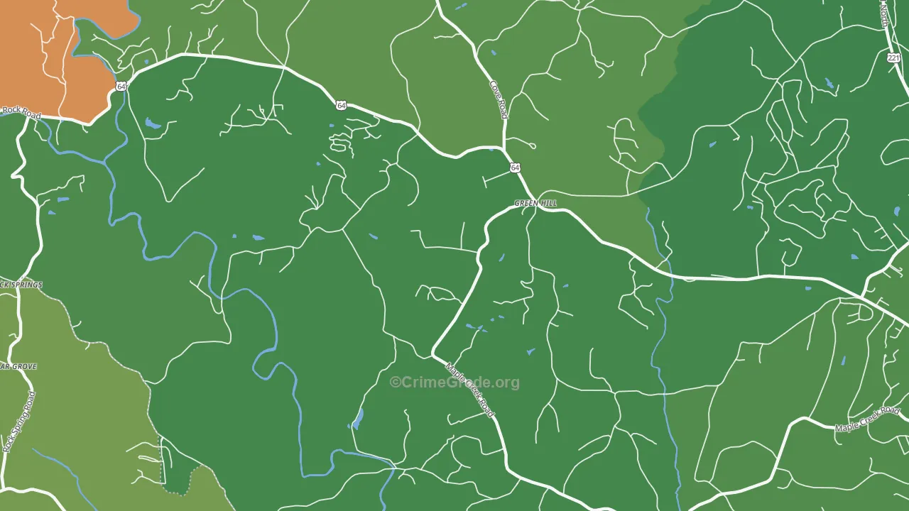 Green Hill, NC Map of Vehicle Theft Rates