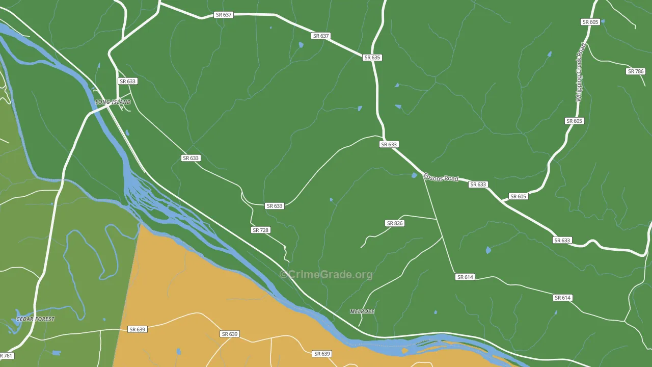 Green Hill, VA Map of Vehicle Theft Rates