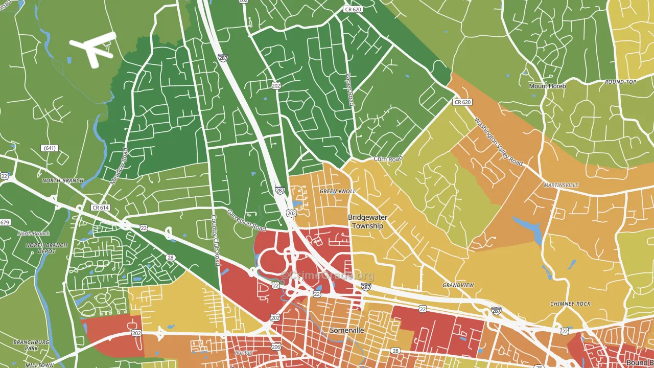 Green Knoll, NJ Map of Vehicle Theft Rates