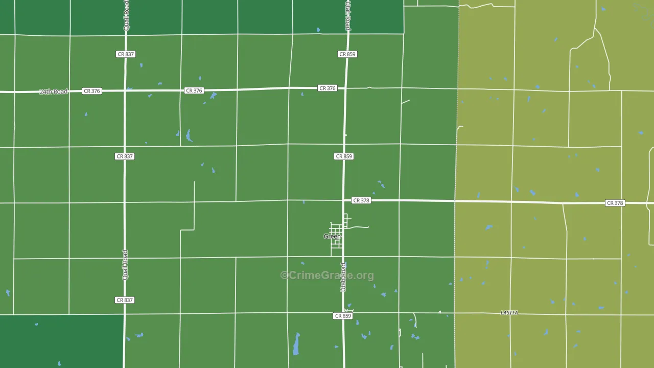 Green, KS Map of Vehicle Theft Rates
